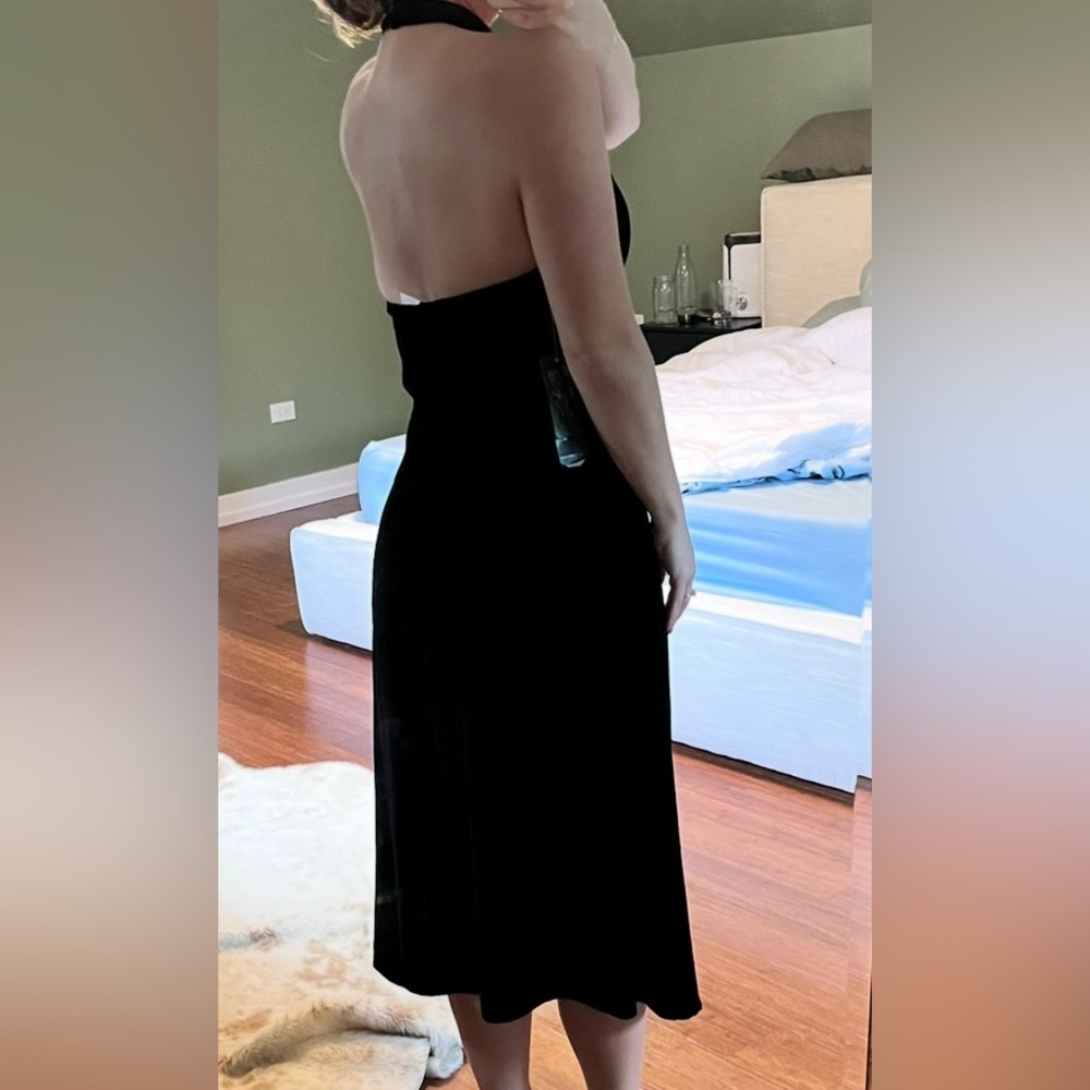 NWT Ralph Lauren Velvet Black Halther Midi Dress - Picture 9 of 9